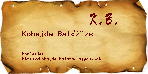 Kohajda Balázs névjegykártya